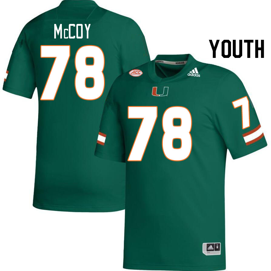 Youth #78 Matthew McCoy Miami Hurricanes College Football Jerseys Stitched-Green